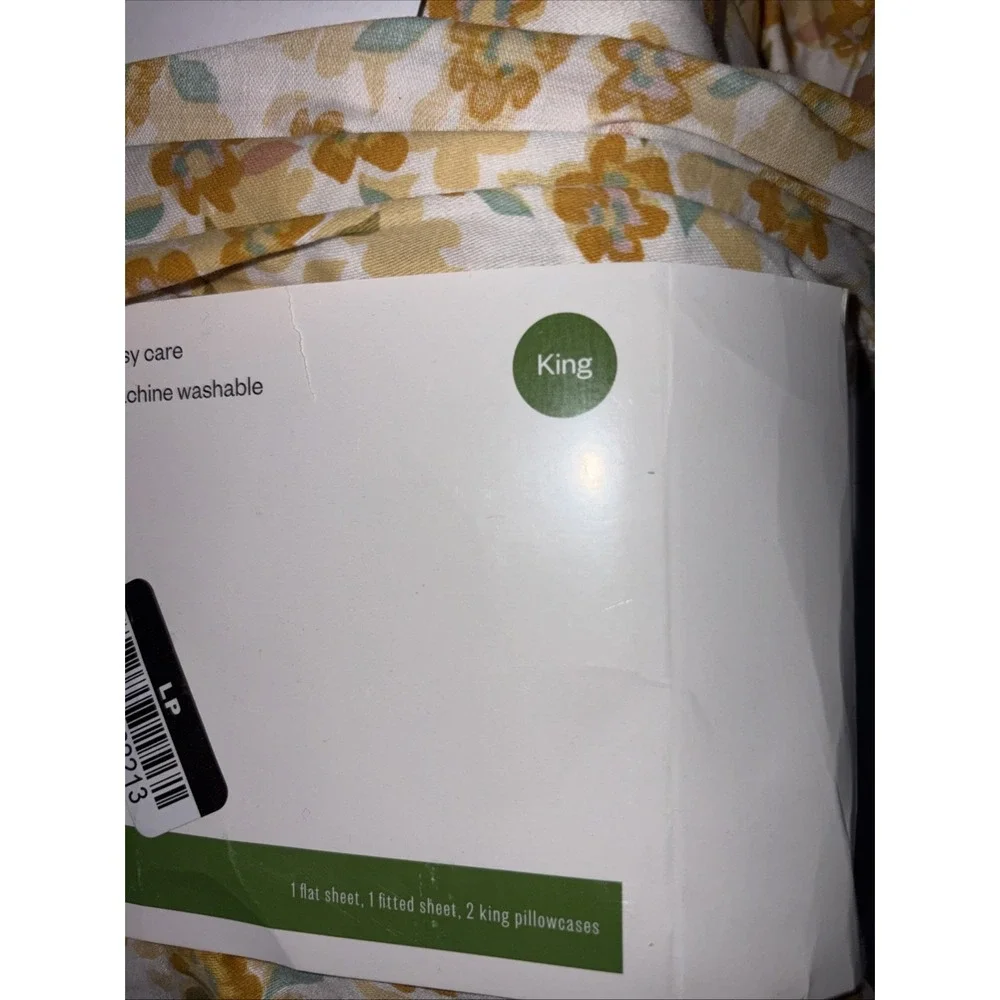King Cotton Blend Sateen Sheet Set Yellow Floral - Room Essentials